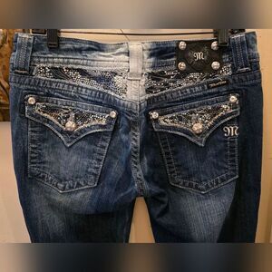 Miss Me Blue Boot Cut Jeans with Silver Accents 30x33 1/2